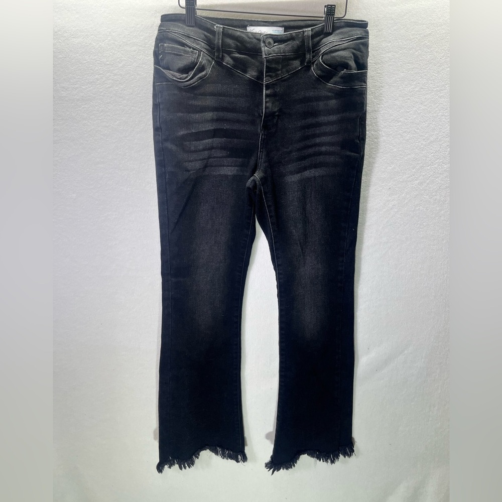 KanCan Frayed Bootcut Jeans Womens 29 Waist Stretch‎ Black Denim Distressed 1897
